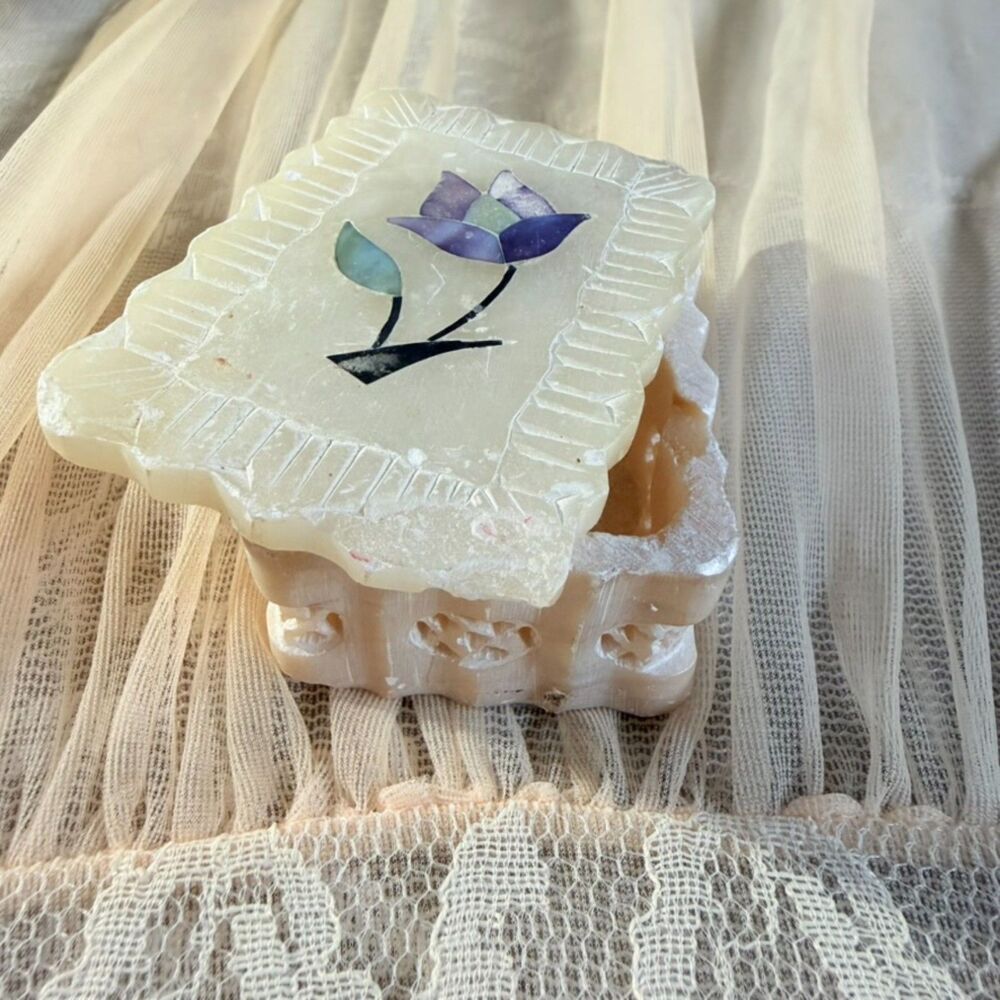 Small Hand-Carved Soapstone Trinket Box